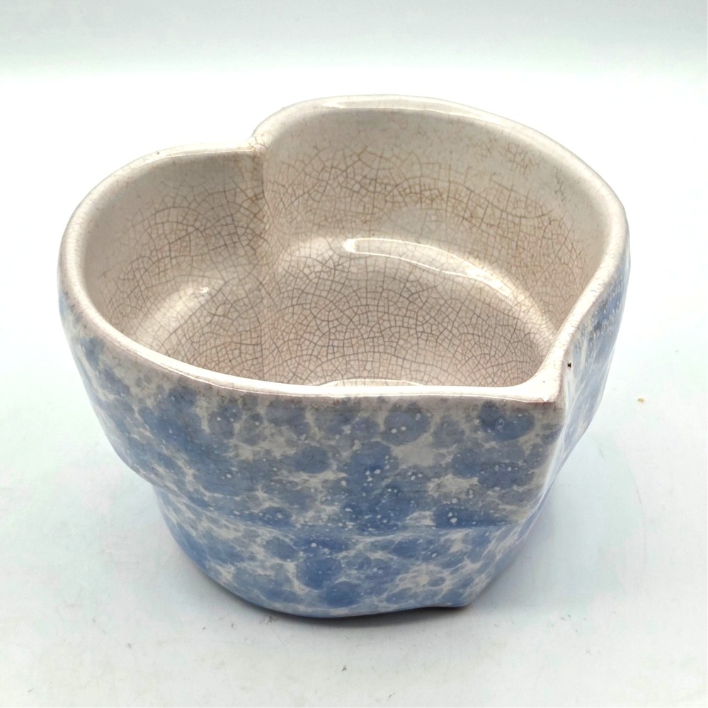 Vintage Bennington Pottery Heart Shaped Bowl/Planter Morning Glory‎ Blue Agate